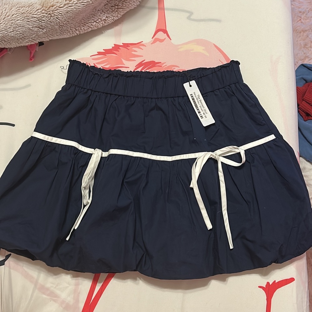 Navy Blue Skirt with White Accents